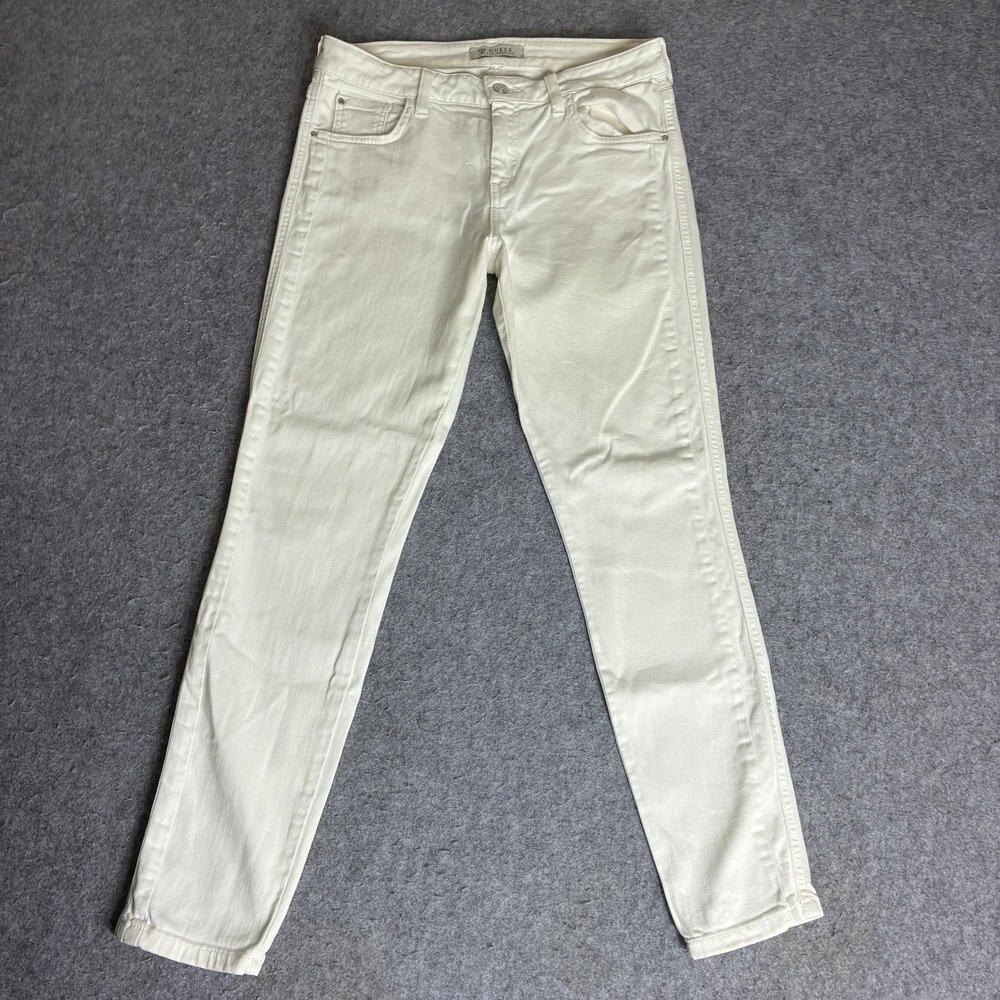 Guess Los Angeles Women's Size 31x28 White Low Rise Skinny Denim Jeans Stretch